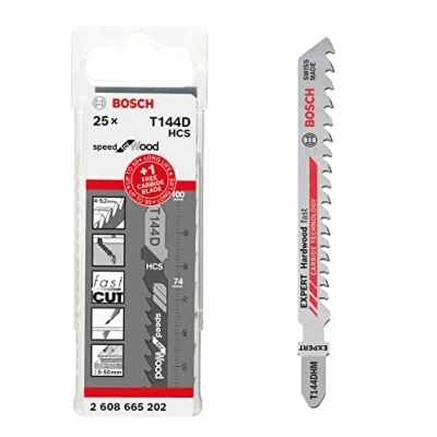 Imagen de Bosch Professional Hojas de Sierra calar 25x T 144 D + 1x Expert `Hardwood Fast` DHM (para Madera, Madera dura, Accesorios calar)
