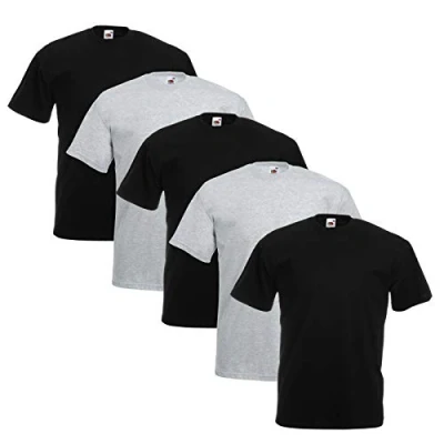 Imagen de Fruit of the Loom Camiseta para hombre original de la marca, con logotipo, paquete 5 unidades, L