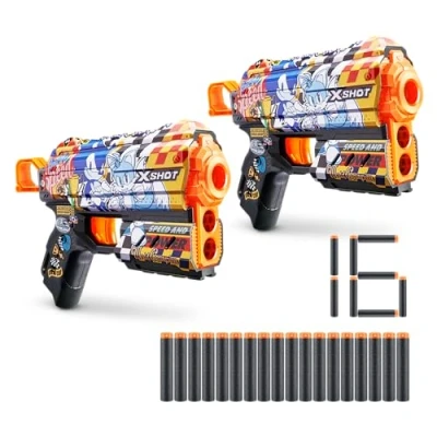 Imagen de XShot Skins Flux Blaster Sonic Super Speed, The Hedgehog Design with 16 Darts, Easy Reload, Air Pocket Dart Technology, Toy Foam for Kids, Teens and Adults (2 Blasters, Darts)