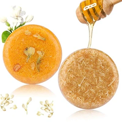 Imagen de PHOGARY 2PCS Barra de champú, Hair Soap (Jasmine + miel) Various Fragrances Plant Essence Champú para cabello graso y dañado Ayuda a la Anticaspa