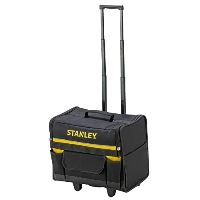 Imagen de STANLEY Bolsa Rígida con Ruedas, Tejido 600 Denier, Estructura Rígida, Asa Telescópica, Compartimentos Ajustables, Bolsillo para Documentos, 46x33x45 cm, 1 97 515