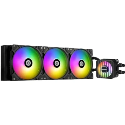 Imagen de ENERMAX LIQMAXFLO 420mm Refrigeración Líquida CPU AIO Bomba de Doble Cámara Alto Rendimiento ARGB VRM Ventilador 420W+ TDP 3x 140 PWM Silencio LGA 1700 y AM5/AM4 Negro