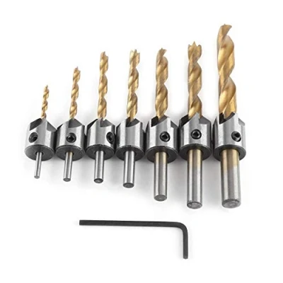 Imagen de Avellanador Recubierta de Titanio Brocas Chaflán HSS para Carpintería Escariador Carpintería(3 10mm (3/4/5/6/7/8 / 10mm)