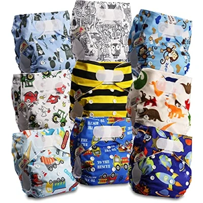 Imagen de Littles and Bloomz Pañal reutilizable para bebé con HOOK LOOP, 9 pañales, FLV2 0907