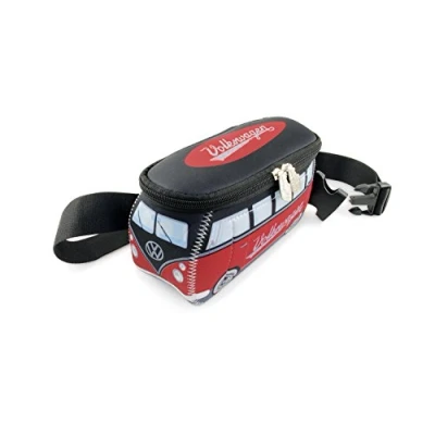 Imagen de BRISA VW Collection Volkswagen Riñonera y Bolsa Cruzada de Neopreno para Exteriores Viajes T1 Camper Bus (Rojo/Negro)