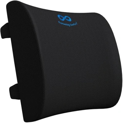 Imagen de Everlasting Comfort Cojín Lumbar de Apoyo para la Silla Oficina y Asiento del Coche viscoelástico Espuma Memoria Pura Parte Baja Espalda Respaldo ergonómico (Negro)