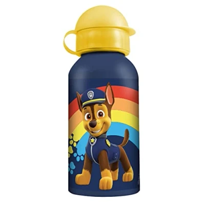 Imagen de Paw Patrol 25290049 botella de agua para niños aluminio, aprox. 400 ml, aluminio con gran apertura, sin BPA ni ftalatos, ideal deportes, escuela y viajes