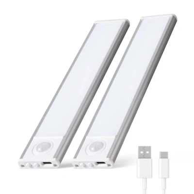 Imagen de Billybath Luz de Armario 20 cm, USB Recargable y Regulable, con Detector Movimiento, 3 Modos Funcionamiento, Temperaturas Color, Noche para Cocina, Baño, Dormitorio, 2 Pack