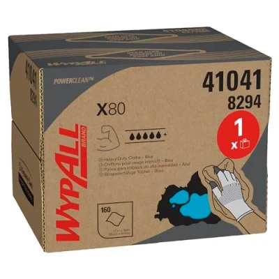 Imagen de WypAll X80 Power Clean paños de limpieza azules 8294 reutilizables 1 BRAG Box x 160 absorbentes