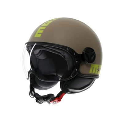 Imagen de MOMODESIGN FGTR Classic E2206, Casco Jet Moto, Homologado ECE, Scooter Abierto, Hombre y Mujer, Ligero con Visera, para Hombres Mujeres, Matt Sand/Lime, L