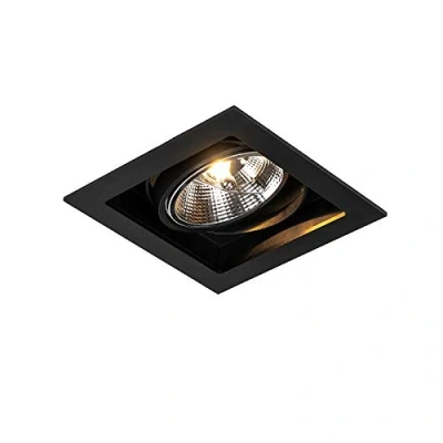 Imagen de QAZQA Foco empotrado moderno negro 18cm orientable ARTEMIS 111 Aluminio Cuadrada Adecuado para LED Max. 1 x 50 Watt