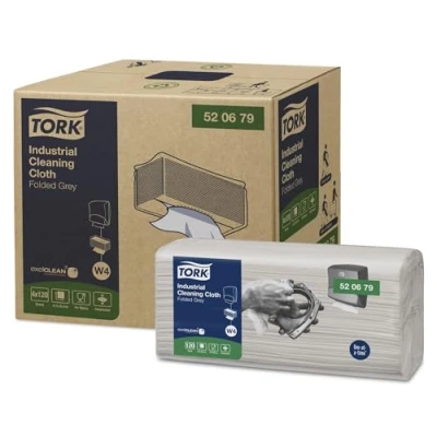 Imagen de Tork Paño de Limpieza Industrial Gris W4, Suave y Flexible, 120 unidades, 520679