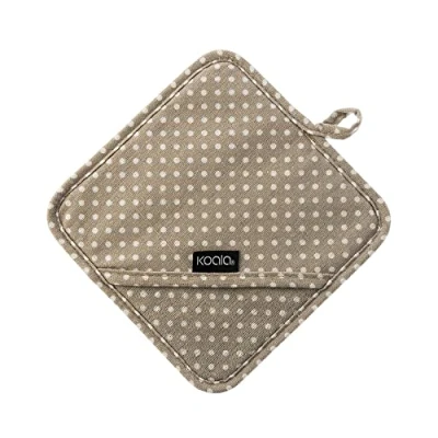 Imagen de Koala Spain Agarrador con Silicona para Horno, Resistente al Calor, Bolsillo de Agarre, Diseño Lunares Beige Algodón Reciclado