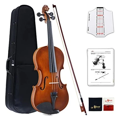 Imagen de Aileen Violín 4/4 Principiante con Engomada del Tablero de Violín, Manual Usuario, Estuche Rígido, Arco, Colofonia, Puente y Paño Pulido