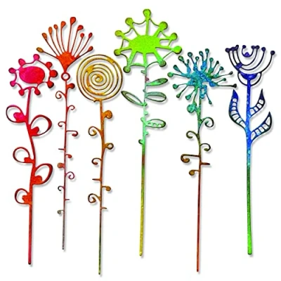 Imagen de Sizzix by Chapter Thinlits Die Set 6PK Artsy Stems de Tim Holtz 665846 Capítulo 2 2022, Plástico Papel, Multicolor, One Size