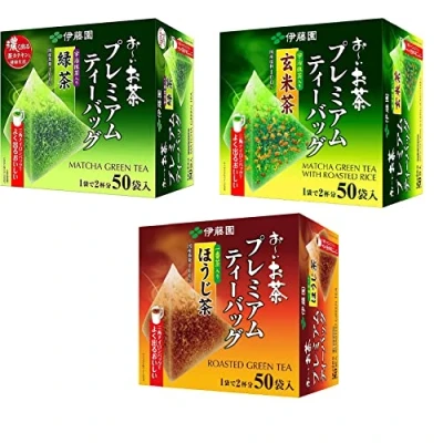 Imagen de Itoen o i ocha té verde japonés premium, 3 set de sabor con arroz a la parrilla matcha y genmaicha asado hojicha 50 bolsas por