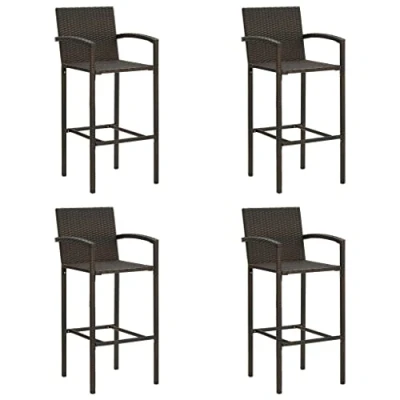 Imagen de vidaXL 4X Taburetes de Cocina Bar Silla Mostrador Pub Bistró Comedor Simplista Reposapiés Asiento Estable Robusta Ratán Sintético Marrón