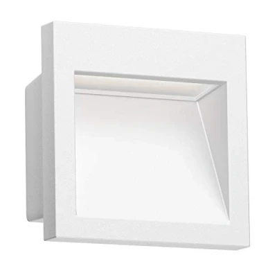 Imagen de ledscom.de Aplique empotrable LED NOLA, downlight para exteriores, IP54 mate, 90 x 90mm, blanco cálido, balcón, entrada de coches, carport, luz escalera, lámpara pared