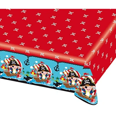Imagen de Amscan 9902123 Pirata Mantel (1 Pieza, 120 x 180 cm, plástico, Impermeable, ladrón de mar, Ancla, Calaveras, Barcos, Fiesta Infantil, temática, cumpleaños