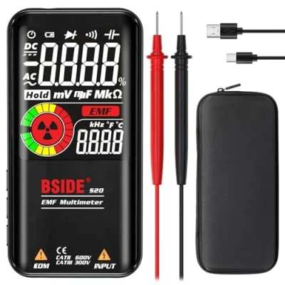 Imagen de BSIDE S20 Multímetro Digital Automático Polimetro Recargable con Detector EMF LCD a Color Medidor de Capacidad en Alta Velocidad Probador Voltaje y Continuidad Ohm Hz Diodo Estuche