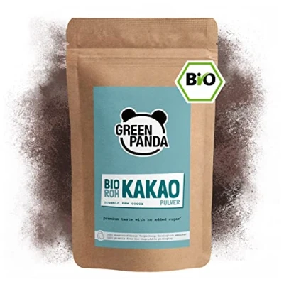 Imagen de cacao puro en polvo orgánico de los mejores granos cacao, sin azúcar y grasa, probado certificado laboratorio, Green Panda (1kg (Paquete 1))