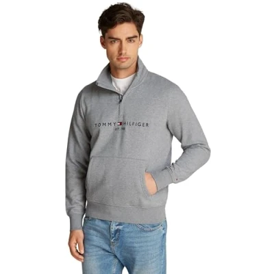 Imagen de Tommy Hilfiger Hombre Sudadera con Cremallera Mockneck Media Cremallera, Gris (Medium Grey Heather), 3XL
