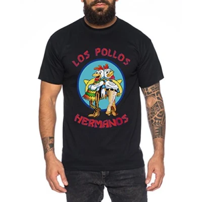 Imagen de WhyKiki Los Pollos Camiseta de Hombre Hermanos Bad Heisenberg Breaking, Farbe2:Negro;Größe2:L