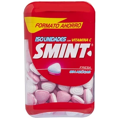 Imagen de Smint Bote Ahorro Fresa, Caramelo Comprimido Sin Azúcar 8 unidades de 150 comprimidos (Total 840 gr.)