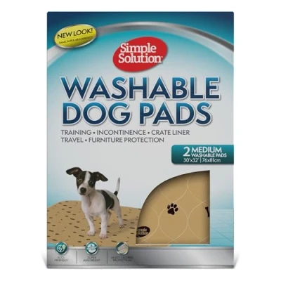 Imagen de Simple Solution almohadillas lavables para entrenamiento y viaje, reutilizables orina de perro, absorbentes que controlan el olor, medianas paquete 2
