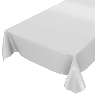Imagen de Anro Mantel de hule lavable color liso brillante, toalla, gris claro, Schnittkante 120 x 140cm
