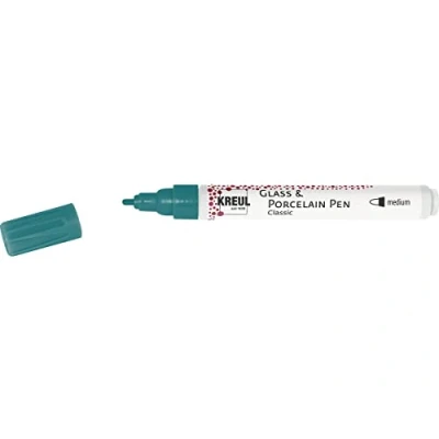 Imagen de KREUL 16467 Glass &amp; Porcelain Pen Classic Medium, Turquesa, Punta Estable, Ancho de Trazo Aprox. 2 4 mm, lápiz Opaco Base acuosa, Porcelana, Turquoise