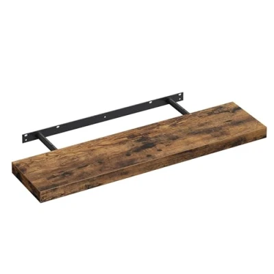 Imagen de VASAGLE Estante de Pared, Juego 2, Flotante, 20 x 80 3,8 cm, Balda Pared para Marcos Fotos, Decoración, Salón, Estudio, Cocina, Marrón Rústico LWS28BX 2