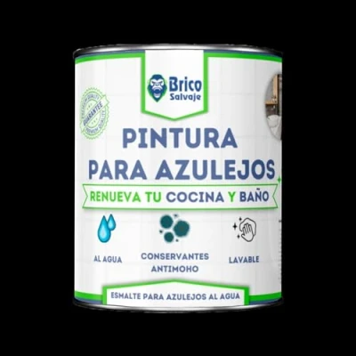 Imagen de BRICOSALVAJE Pintura para Azulejos Cocina y Baño al Agua MATE Sin Imprimación Lavable Gran dureza (Negro Ébano, 750 ML)