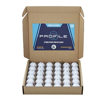 Imagen de Amazon Exclusive Wilson Prime Distance Profile, Bolas de Golf, Pack 36, Blanco