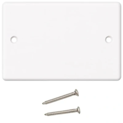 Imagen de DRUT 1 Placa Frontal Doble de 2 Bandas para enchufes eléctricos, Caja Trasera Blanca, con Tornillos
