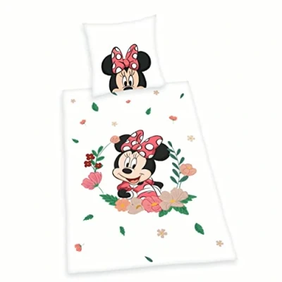 Imagen de Herding Disney Minnie Mouse Juego de Ropa Cama, Funda Almohada 80 x cm, nórdica 135 200 Cierre botón, 100% algodón/Franela, Multicolor