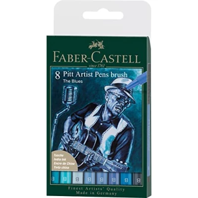 Imagen de Faber Castell 167173 Pitt Artist Pen The Blues B Bolígrafo (8 unidades), color azul