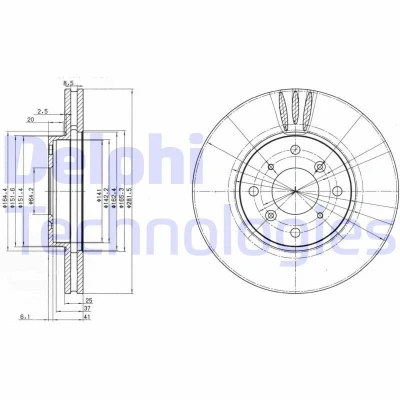 Imagen de DELPHI BG3516 Disco de freno 282 25 4 ventilado aceitado sin procesar cojinete rueda, anillo sensor ABS HONDA: Accord 6 Limousine