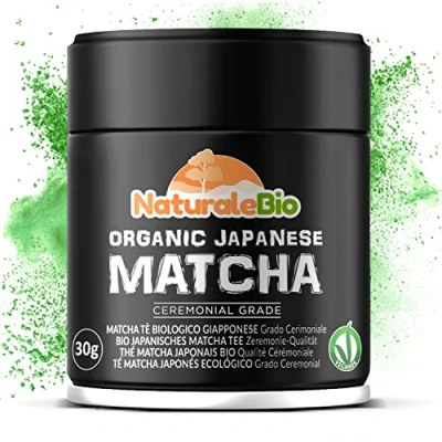 Imagen de Té Verde Matcha Orgánico Ceremonial en Polvo. Biológico Japonés de 1 Grado. Bio Grado Ceremonia. Ecológico Producido Japón, Uji, Kyoto. Para Beber, la Cocina y con Latte. Lata 30g