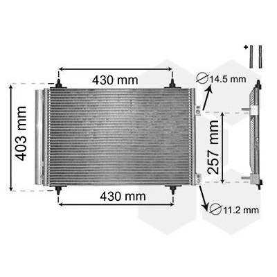Imagen de VAN WEZEL 09005231 Condensador con secador 14,5 11,2 Aluminio 535 CITROËN: C4 I Grand Picasso, Berlingo II, Picasso 1, PEUGEOT: 307 Hatchback