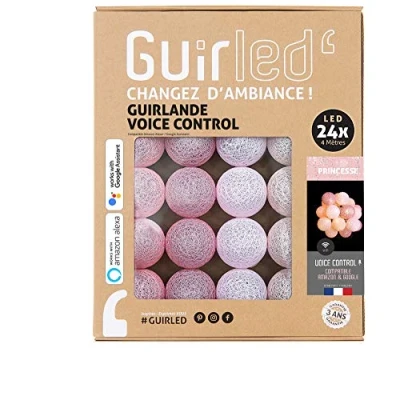 Imagen de GuirLED Guirnalda luminosa bolas de algodón LED USB Control Vocal Amazon Alexa &amp; Google Assistant Programable infinitamente Adaptador corriente 2 incluido 24 2.4m Princesa