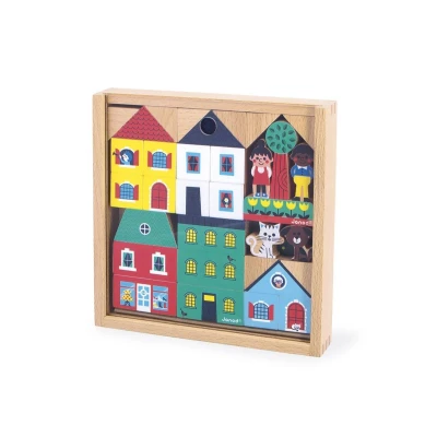 Imagen de Janod Juego de 36 Cubos Madera Maciza Tema Ciudad Complemento Ideal para Alfombrillas Coche Juguete Construcción Desarrolla la Imaginación A Partir 2 Años J05917 (JURATOYS J05917)