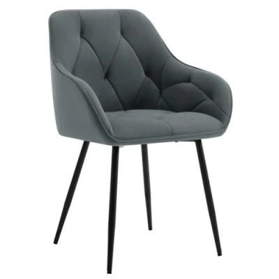 Imagen de WOLTU Silla de Comedor Cocina con Respaldo y Apoyobrazos Salon Moderno Patas Metálicas Ergonómica para Dormitorio Oficina, Terciopelo, Gris Oscuro, EZS02dgr 1