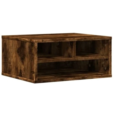Imagen de vidaXL Soporte Impresora Madera ingeniería Roble Ahumado 49x40x22,5 cm, Mesa de Impresora, computadora, con Almacenamiento