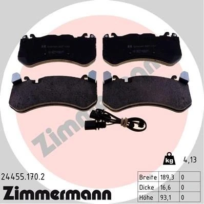Imagen de ZIMMERMANN 24455.170.2 Juego de pastillas freno preparado para indicador desgaste Foto correspondiente a la entrega AUDI: A6 C7 Avant