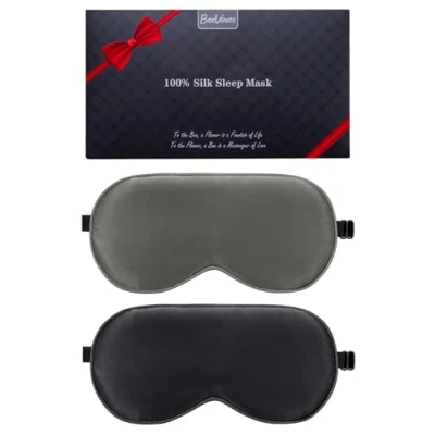 Imagen de Antifaz Para Dormir, 2 Pcs 100% Natural De Seda Real Máscaras Dormir Con Correa Ajustable, Máscara Sombra Ojos Cubierta BeeVines