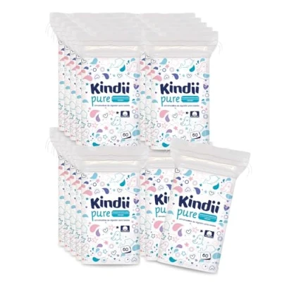 Imagen de Kindii Pure Baby Pads Gasas Bebe 100% Algodón (20x60) Cuadrados para Bebé, Limpieza Facial, Cambio de Pañal Ultra Suaves, No se deshilachan