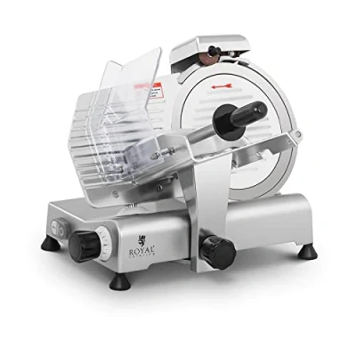 Imagen de Royal Catering Cortafiambres Cortador De Fiambres Para Carnicería RCAM 250E (Cuchilla: Ø 250 mm, Corte: 0 8 Afilador integrado)