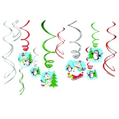 Imagen de Amscan Joyful Snowman Colgantes Decorativos en Espiral, diseño navideño