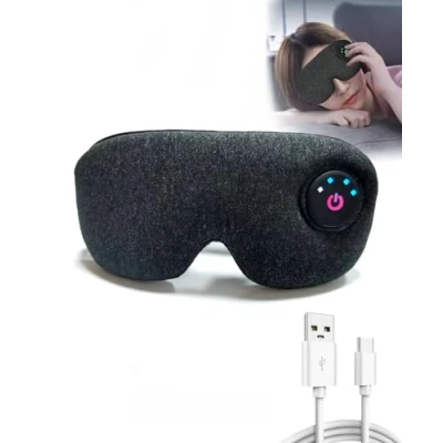 Imagen de PJYU Máscara de ojos térmica inalámbrica, compresa eléctrica portátil para aliviar los secos, tratamiento blefaritis, fatiga ocular, ojo orzuelo, MGD, lavable, gris oscuro
